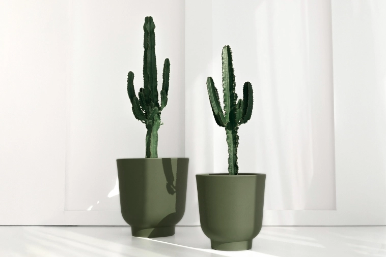 Stylowe donice do salonu Monumo Stevio butelkowa zieleń